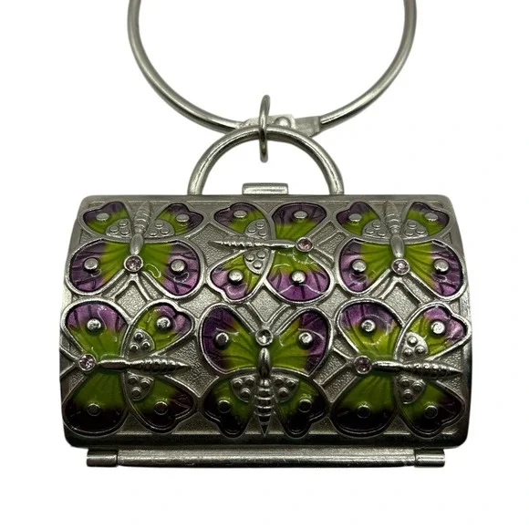 Neiman Marcus Butterfly Metal Purse Keychain Fob Pill Trinket Box Judith Leiber - Picture 8 of 16